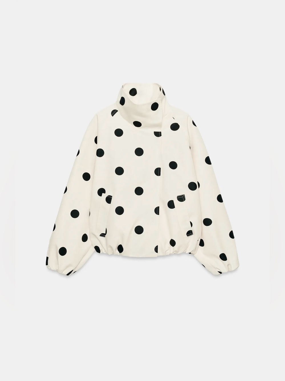 White Polka Dot Bomber Jacket - ZARA